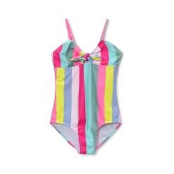 Girls Chlorine Resistant Cutout One Piece Swimsuit