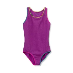 Girls Chlorine Resistant Embroidered One Piece Swimsuit
