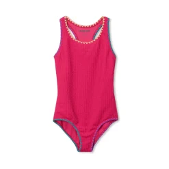 Girls Chlorine Resistant Embroidered One Piece Swimsuit