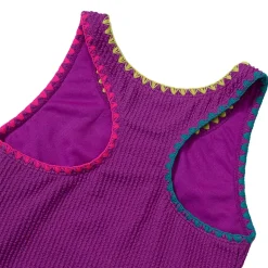 Girls Chlorine Resistant Embroidered One Piece Swimsuit