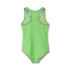 Girls Chlorine Resistant Embroidered One Piece Swimsuit