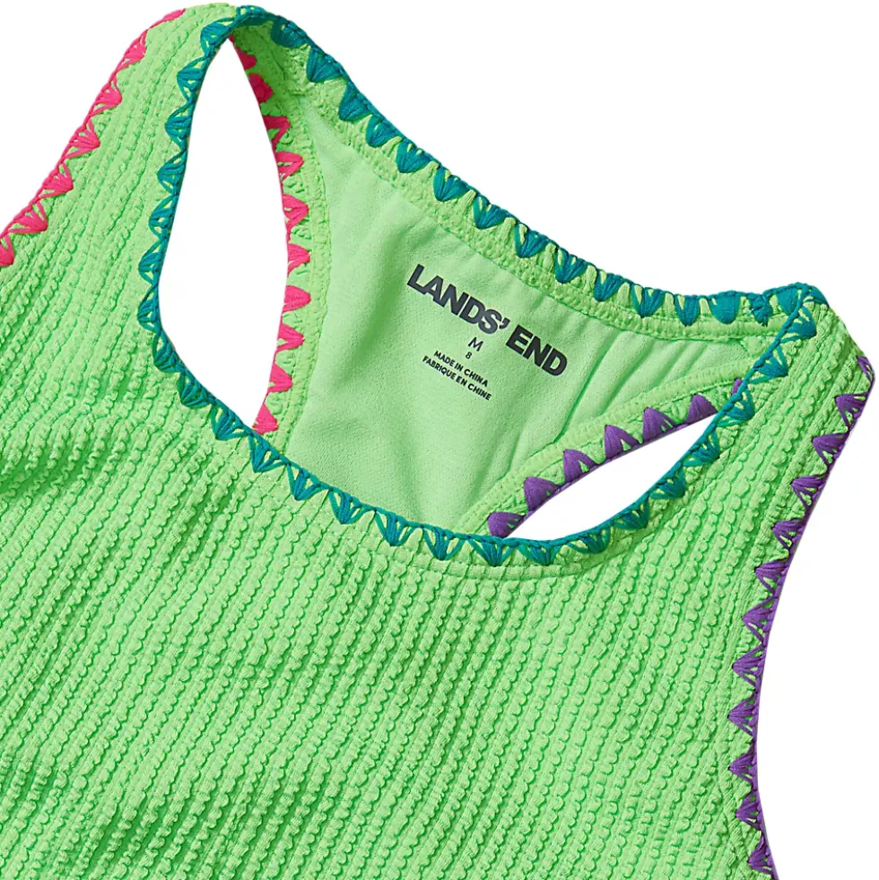 Girls Chlorine Resistant Embroidered One Piece Swimsuit