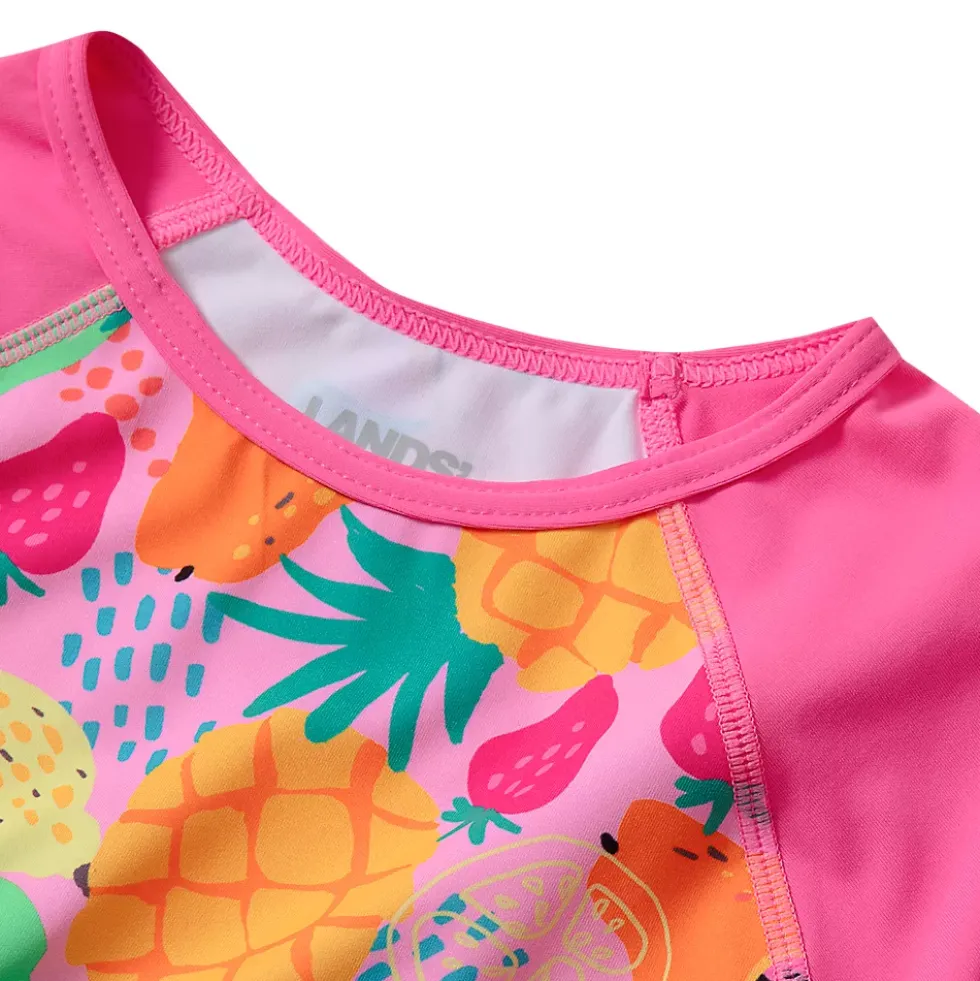 Girls Chlorine Resistant Long Sleeve Rash Guard Bikini 3 Piece Swimsuit Set