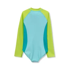 Girls Chlorine Resistant Long Sleeve One Piece Half Zip Swimsuit
