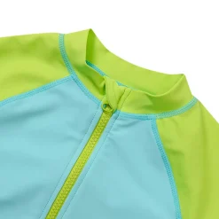 Girls Chlorine Resistant Long Sleeve One Piece Half Zip Swimsuit