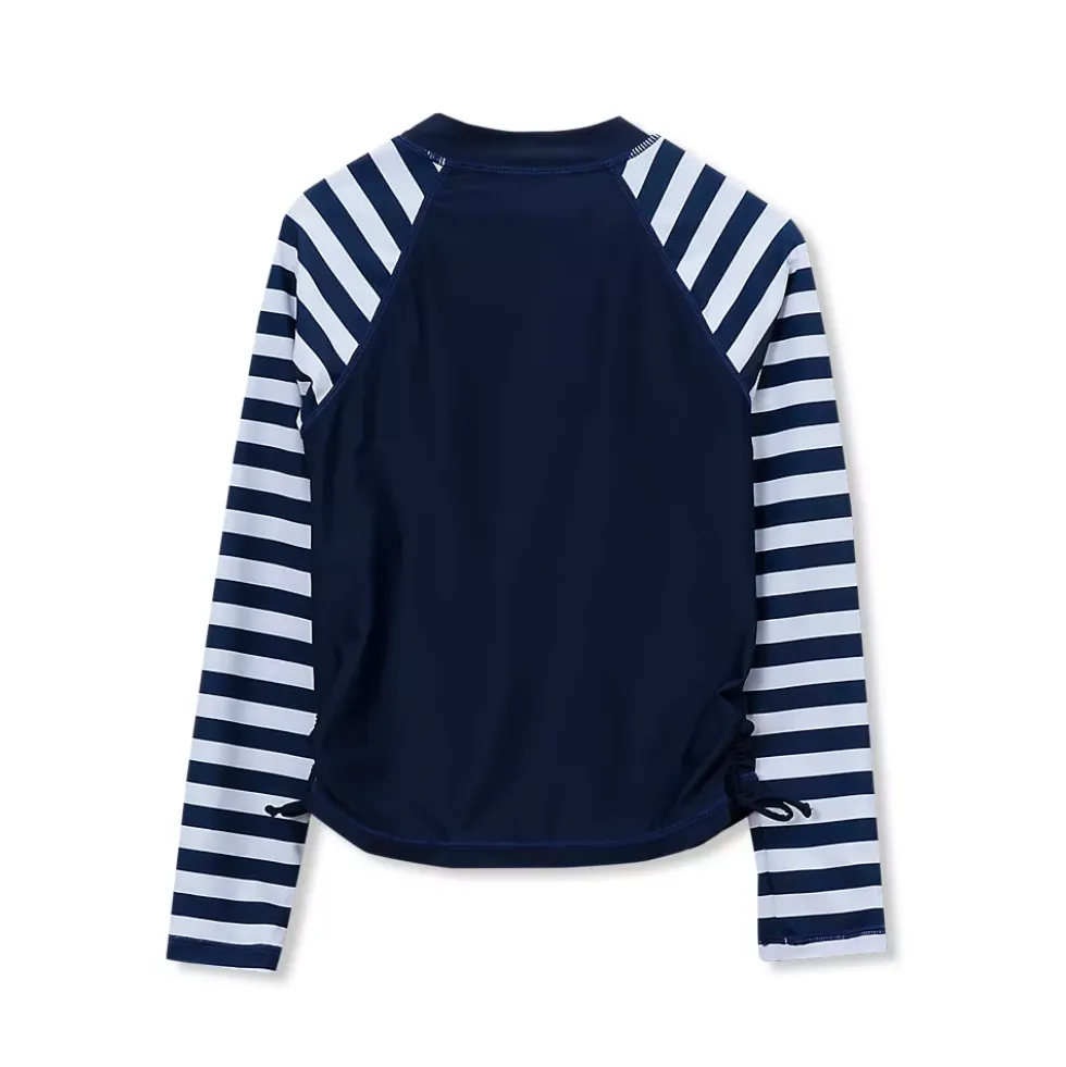 Girls Chlorine Resistant Long Sleeve Zip Front Rash Guard
