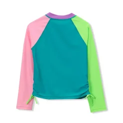 Girls Chlorine Resistant Long Sleeve Zip Front Rash Guard