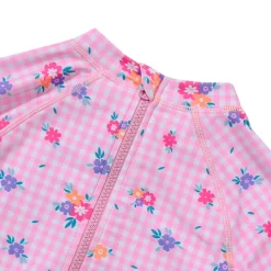 Girls Chlorine Resistant Long Sleeve Ruffle One Piece Swimsuit