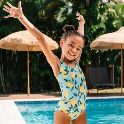 Girls Chlorine Resistant One Piece Swimsuit