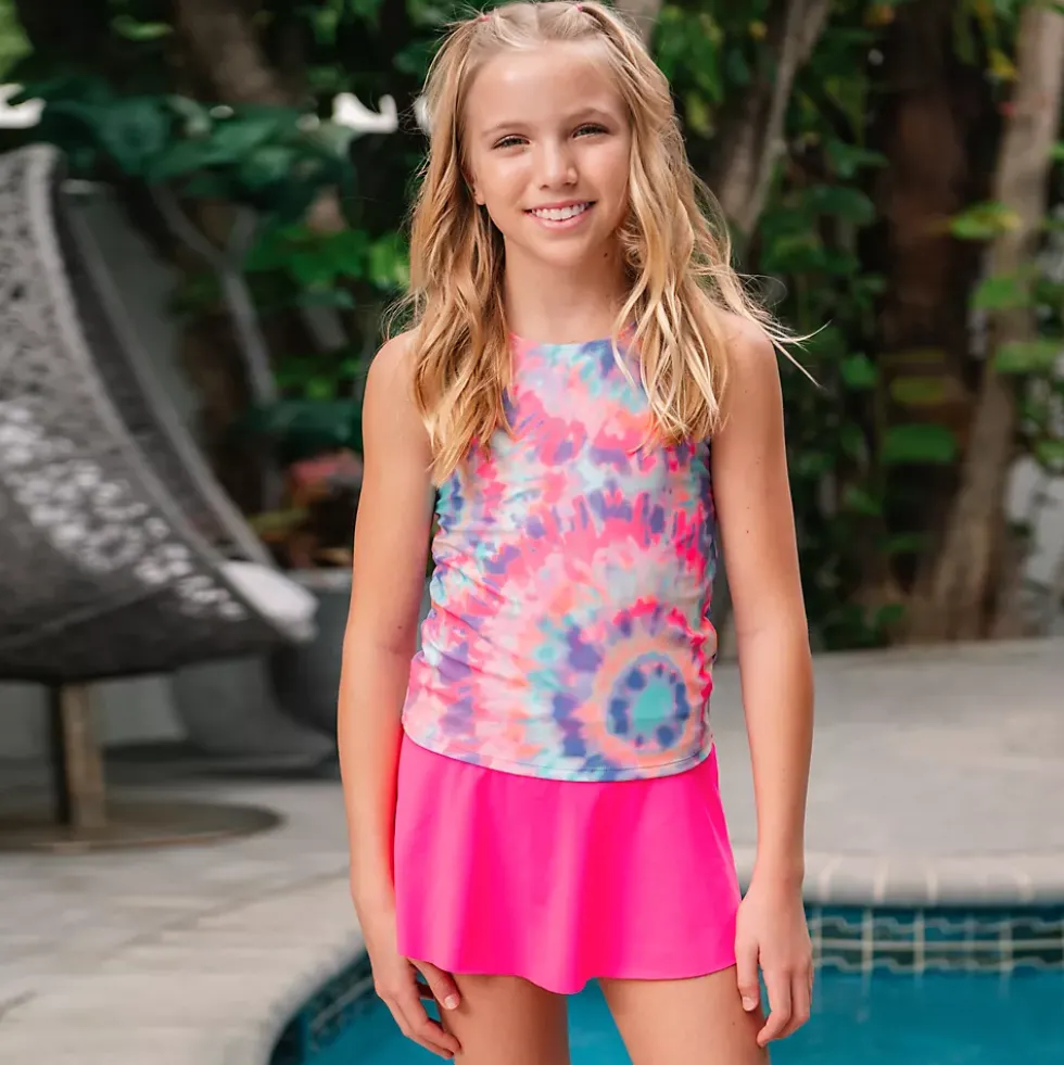 Girls Chlorine Resistant Racer Back Tankini Swim Top