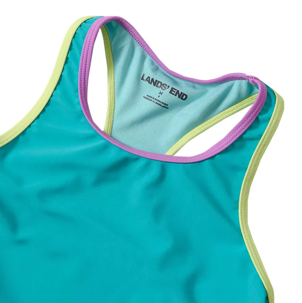 Girls Chlorine Resistant Racer Back Tankini Swim Top