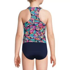 Girls Chlorine Resistant Racer Back Tankini Swim Top