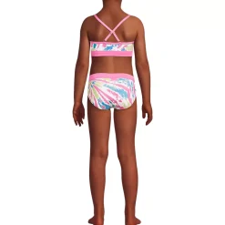 Girls Chlorine Resistant Rash Guard Swim Top Bikini Top and Bottoms UPF 50 Swimsuit Set