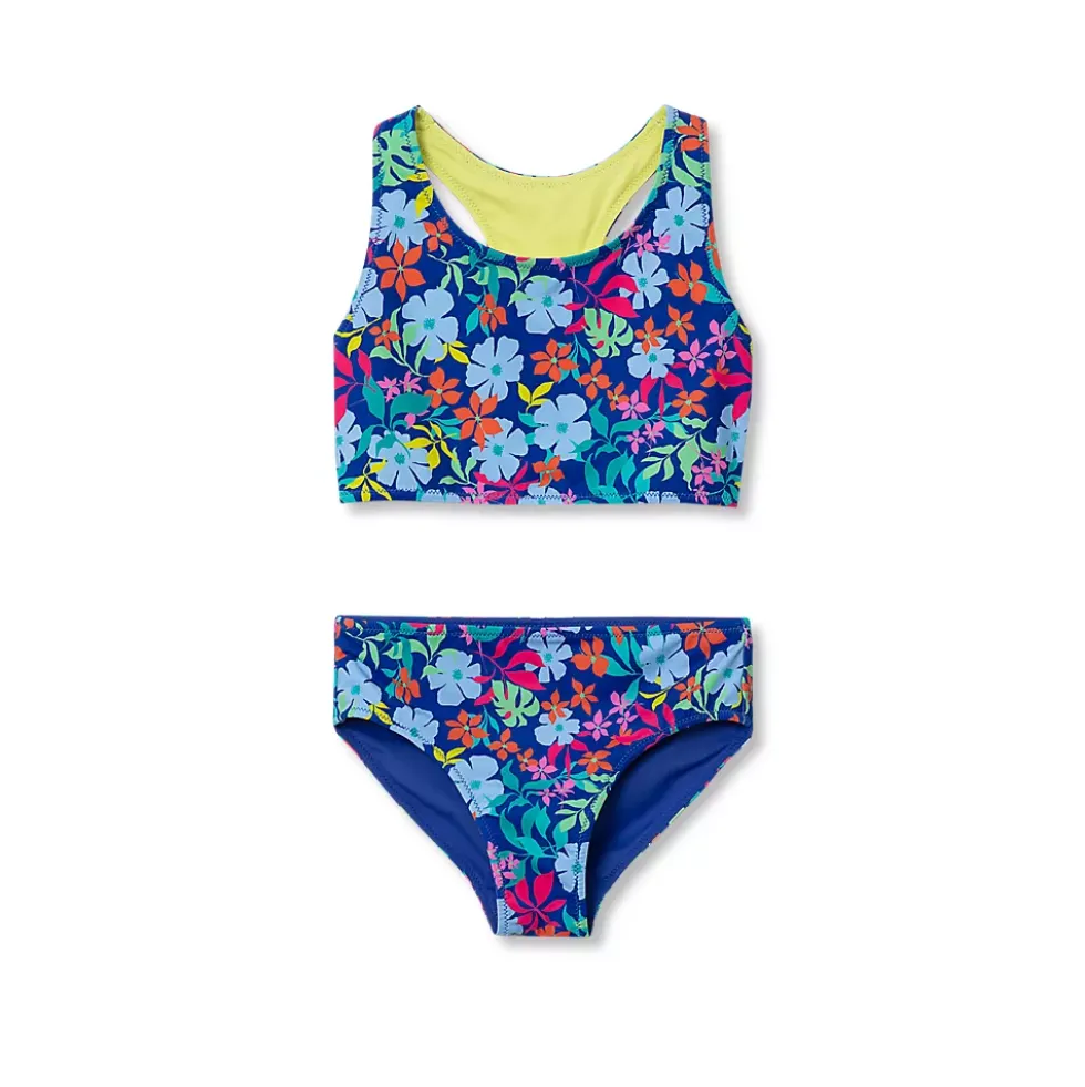 Girls Chlorine Resistant Reversible Sporty Bikini Swimsuit Set