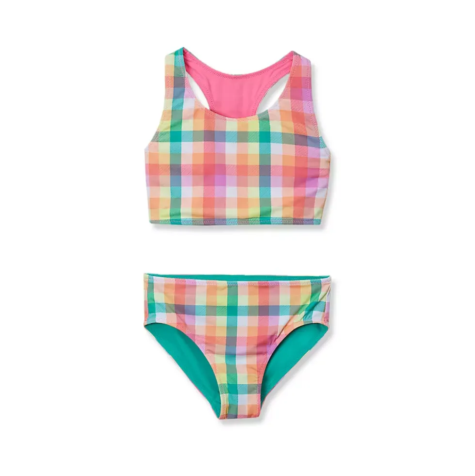 Girls Chlorine Resistant Reversible Sporty Bikini Swimsuit Set