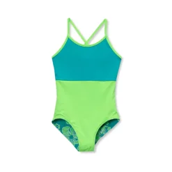 Girls Chlorine Resistant Reversible One Piece Swimsuit