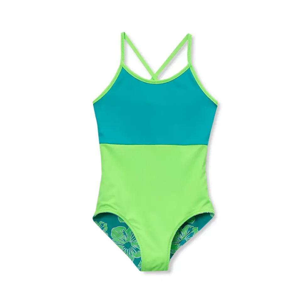 Girls Chlorine Resistant Reversible One Piece Swimsuit
