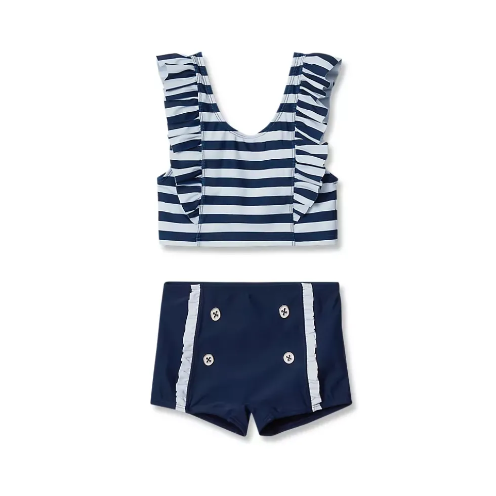 Girls Chlorine Resistant Ruffle Tankini Swimsuit Set