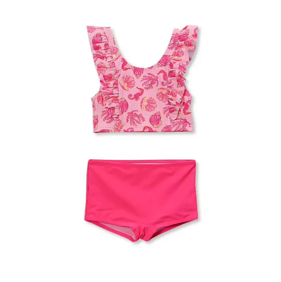 Girls Chlorine Resistant Ruffle Tankini Swimsuit Set