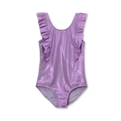Girls Chlorine Resistant Scoop Neck Ruffle One Piece Swimsuit