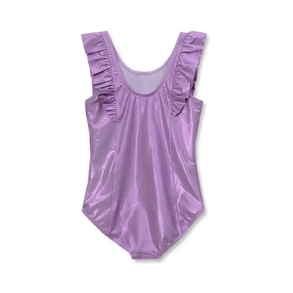 Girls Chlorine Resistant Scoop Neck Ruffle One Piece Swimsuit