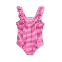 Girls Chlorine Resistant Scoop Neck Ruffle One Piece Swimsuit