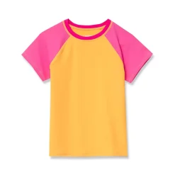 Girls Chlorine Resistant Short Sleeve Crew Neck Swim Rash Guard