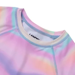 Girls Chlorine Resistant Short Sleeve Crew Neck Swim Rash Guard