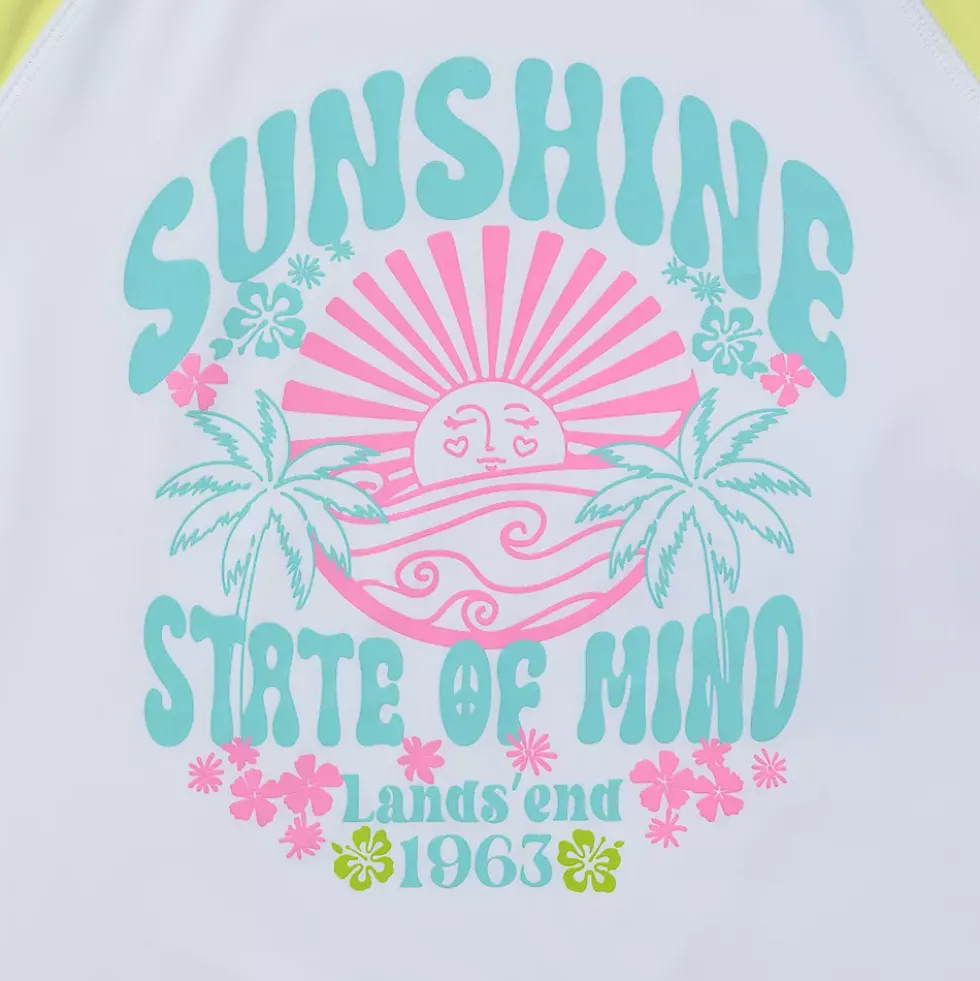 Girls Chlorine Resistant Short Sleeve Crew Neck Swim Rash Guard