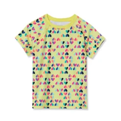Girls Chlorine Resistant Short Sleeve Crew Neck Swim Rash Guard