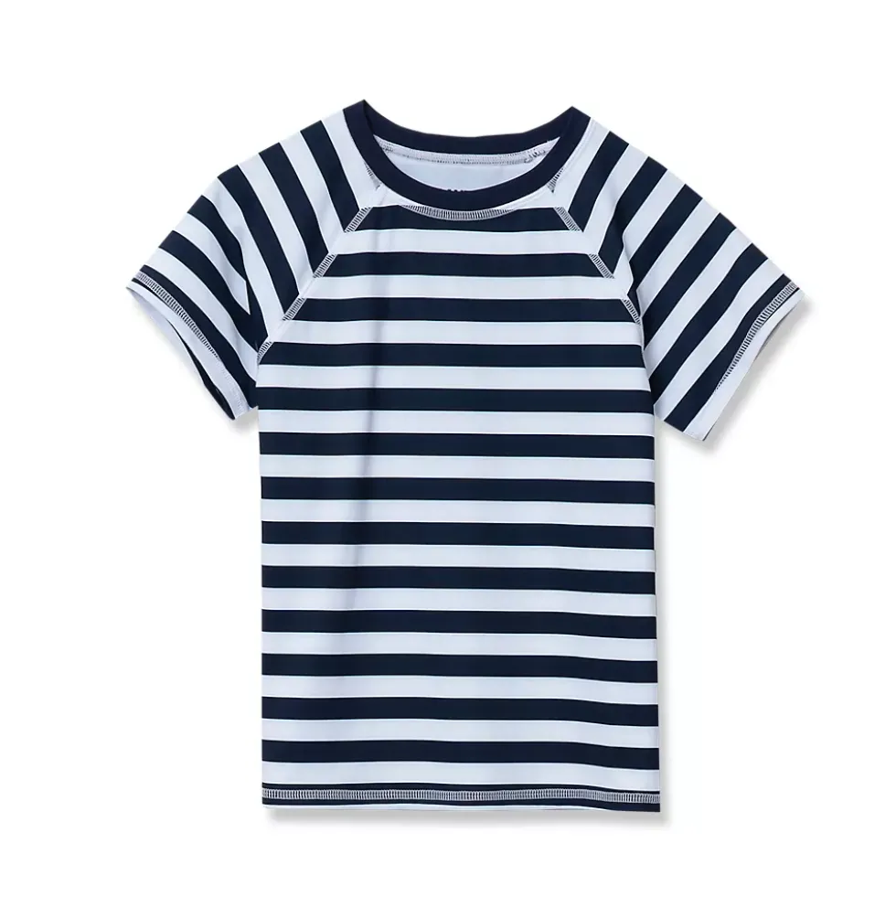Girls Chlorine Resistant Short Sleeve Crew Neck Swim Rash Guard