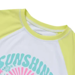 Girls Chlorine Resistant Short Sleeve Crew Neck Swim Rash Guard