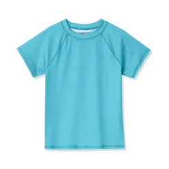 Girls Chlorine Resistant Short Sleeve Crew Neck Swim Rash Guard
