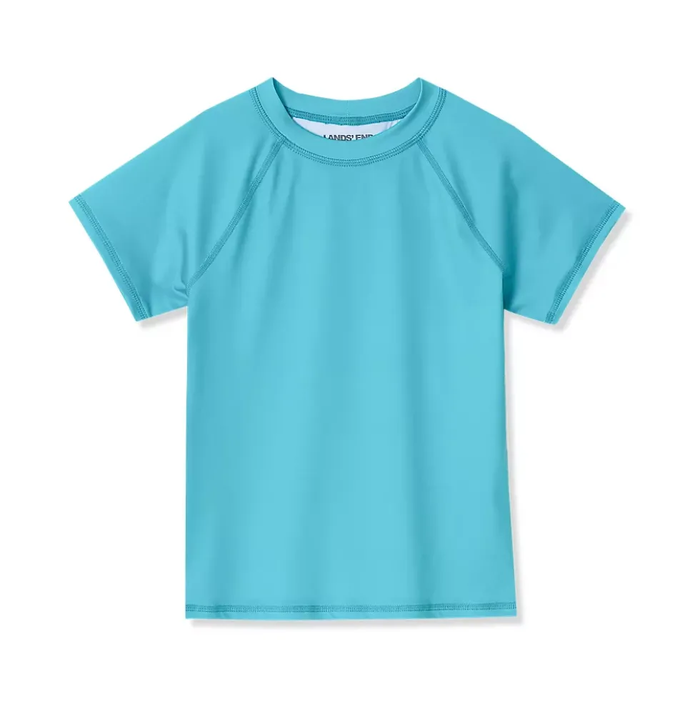 Girls Chlorine Resistant Short Sleeve Crew Neck Swim Rash Guard
