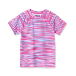 Girls Chlorine Resistant Short Sleeve Crew Neck Swim Rash Guard