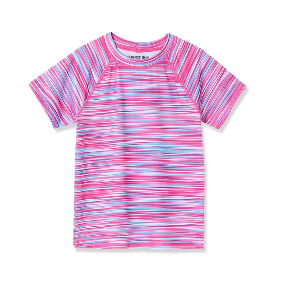 Girls Chlorine Resistant Short Sleeve Crew Neck Swim Rash Guard