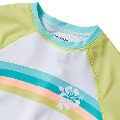 Girls Chlorine Resistant Short Sleeve Rash Guard 3 Piece Swimsuit Set
