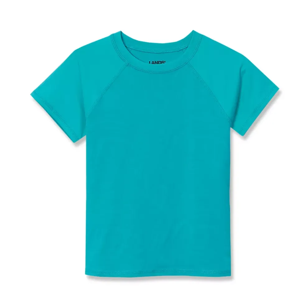Girls Chlorine Resistant Short Sleeve Magic Print Swim Rash Guard