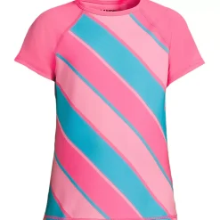 Girls Chlorine Resistant Short Sleeve Crew Neck UPF50 Rash Guard