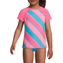Girls Chlorine Resistant Short Sleeve Crew Neck UPF50 Rash Guard