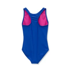 Girls Chlorine Resistant Sporty Hi-Neck Racer Back One Piece Swimsuit