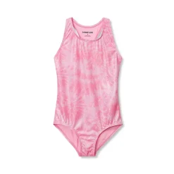 Girls Chlorine Resistant Sporty Hi-Neck Racer Back One Piece Swimsuit