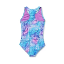 Girls Chlorine Resistant Sporty Hi-Neck Racer Back One Piece Swimsuit