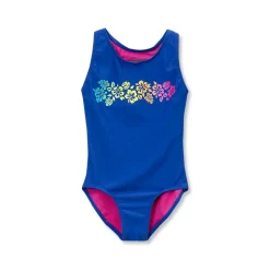 Girls Chlorine Resistant Sporty Hi-Neck Racer Back One Piece Swimsuit