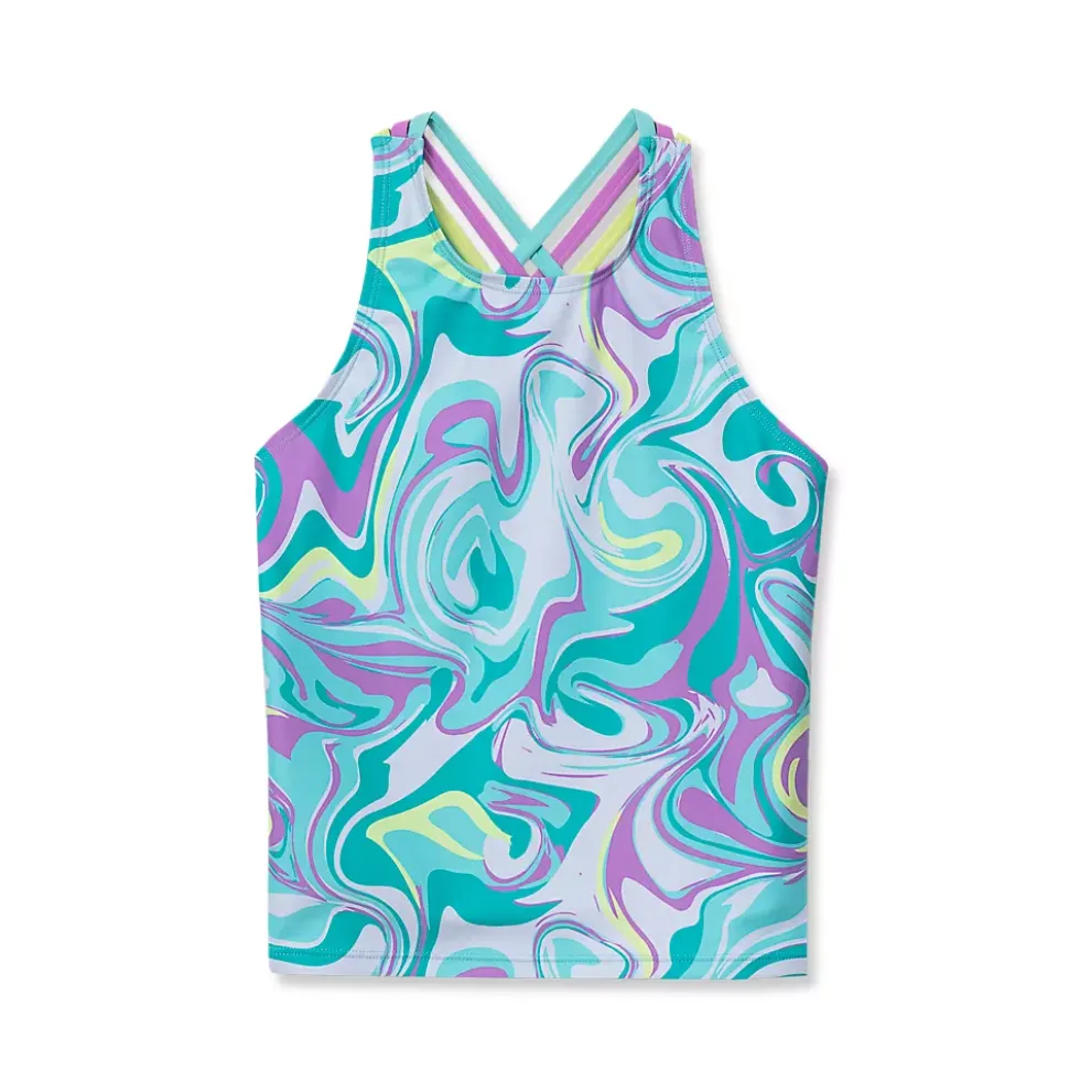 Girls Chlorine Resistant Strappy X-Back Tankini Top