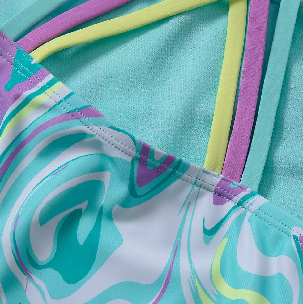 Girls Chlorine Resistant Strappy X-Back Tankini Top