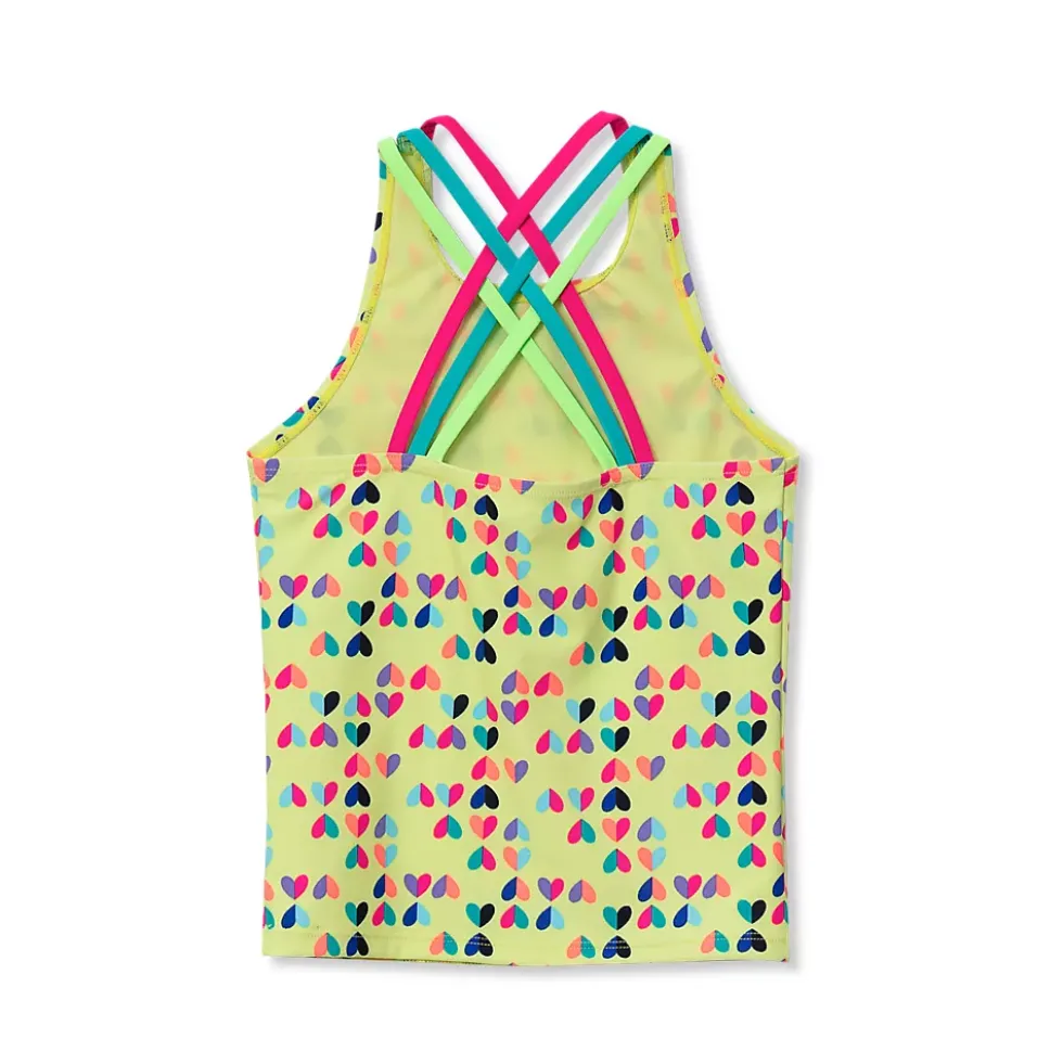 Girls Chlorine Resistant Strappy X-Back Tankini Top