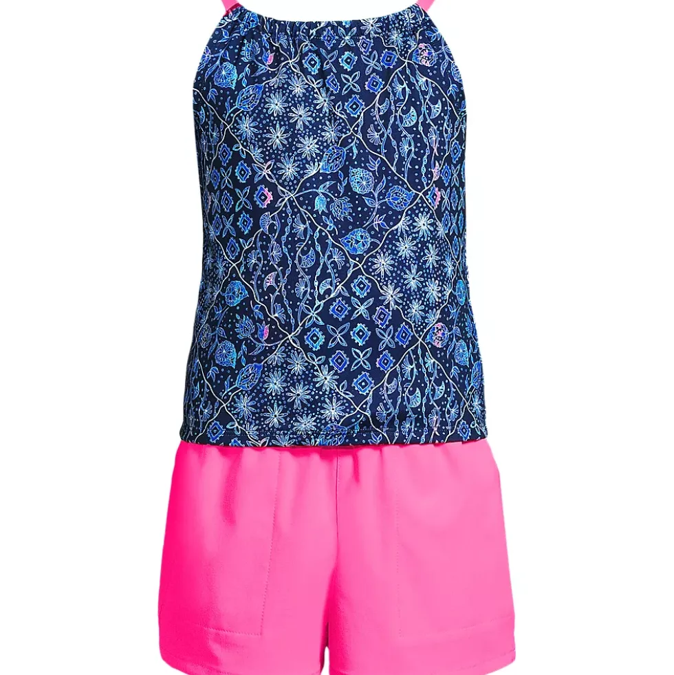 Girls Chlorine Resistant Tankini Top Woven Short Set