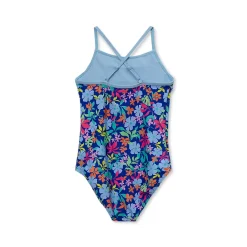 Girls Chlorine Resistant X-Back Ruffle One Piece Swimsuit