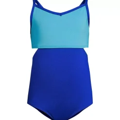 Girls Chlorine Resistant X-Back Cut Out One Piece Swimsuit